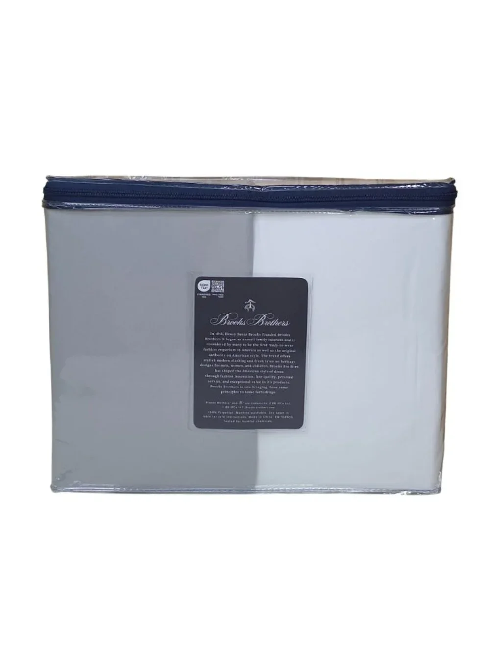 Brooks Brothers Two Sets Twin XL Sheets Fits Mattresses Up To 16” Gray & White